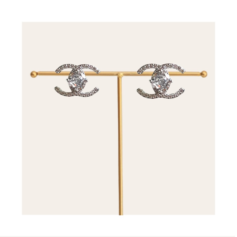 Rhinestones Logo Earrings